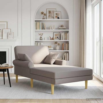 vidaXL Chaise longue Taupe Stof, Verzenden, Nieuw