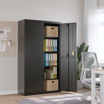 vidaXL Archiefkast 105x40x180 cm staal zwart, Verzenden, Nieuw