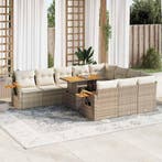 vidaXL 11-delige Tuinset met kussens poly rattan acacia, Verzenden, Nieuw, Rotan, Tuinset