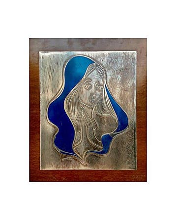 Van Sino - bas-relief - Madonna in gebed - 44 × 54 cm -, Antiek en Kunst