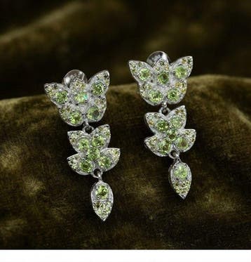 Zonder minimumprijs - Oorbellen Zilver - 2.20ct. tw. Olivijn, Nieuw