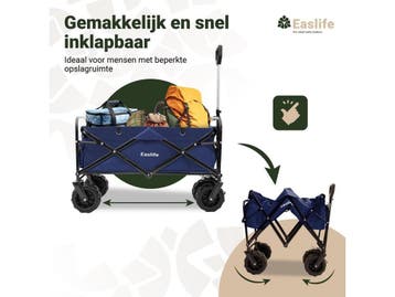 EasLife Bolderkar - Opvouwbaar - Bolderwagen - Regenhoes -, Verzenden, Nieuw
