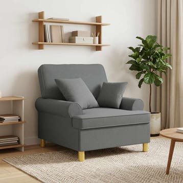 vidaXL XL fauteuil met kussens Donkergrijs Stof, Verzenden, Nieuw