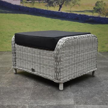 Toscane Bilbao voetenbank 60x74xH47 cm wit grijs, Tuin en Terras, Ophalen of Verzenden, Nieuw, Wicker