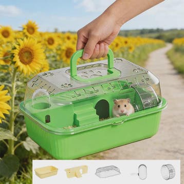 Ruime Dubbellaagse Hamsterkooi - Transparant & Draagbaar met, Dieren en Toebehoren, Verzenden, Nieuw