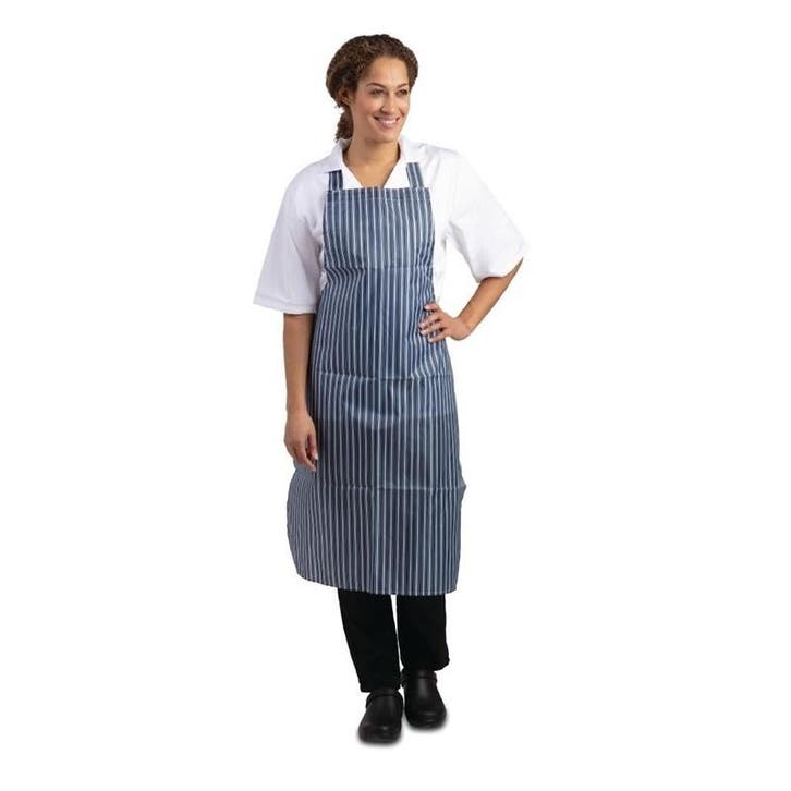 Whites waterdicht schort blauw-wit gestreept | Nylon |, Zakelijke goederen, Horeca | Keukenapparatuur, Nieuw in verpakking, Verzenden