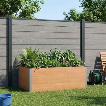 vidaXL Verhoogde plantenbak Bruin 150 x 100 x 54 cm WPC en, 100 cm of meer, Verzenden, Nieuw, Hout