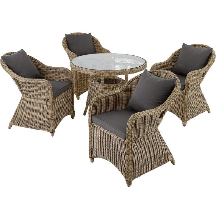 Aluminium rotan zitgroep Zürich 4+1 - natuur, Tuin en Terras, Tuinsets en Loungesets, Verzenden