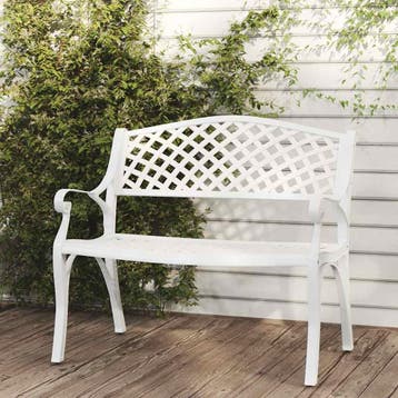 vidaXL Tuinbank 102 cm gietaluminium wit, Tuin en Terras, Tuinbanken, Verzenden, Nieuw, Aluminium