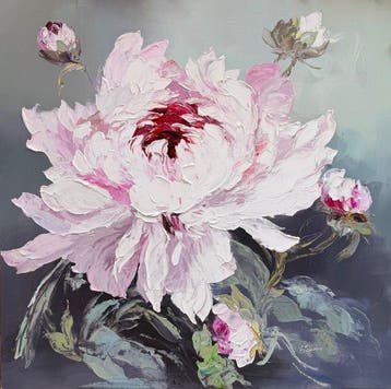 Ekaterina Dzuba (1982) - PIVOINES _ 100x100cm.