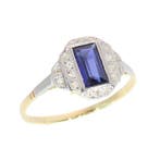 Ring - 18 karaat Geel goud - 0.75ct. tw. Saffier - Diamant -, Nieuw