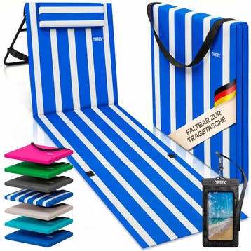 Strandmat Blauw/Wit 158x56x46cm gestoffeerd (Tafels-Stoelen), Verzenden, Nieuw