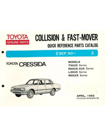 1982 TOYOTA CRESSIDA SNEL ONDERDELENHANDBOEK, Auto diversen