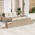 vidaXL Tuin Sofa Set met opslag 8 pcs Beige Poly riet, Verzenden, Nieuw, Rotan