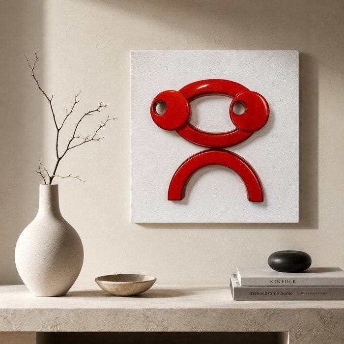 Reliëf, Smile - 40 cm - Keramiek, MDF - 1970, Antiek en Kunst, Antiek | Meubels | Stoelen en Banken