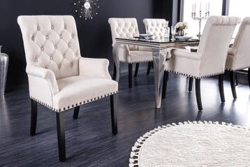 Design Stoel CASTLE beige zwart Getextureerde stof, Ophalen of Verzenden, Nieuw