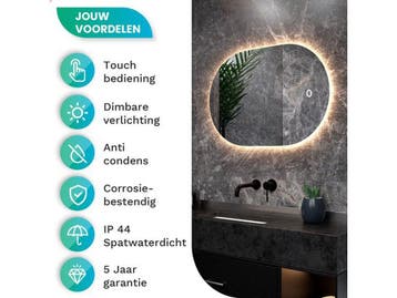 Mirlux Badkamerspiegel - Wandspiegel Ovaal - LED Verlichting, Verzenden, Nieuw