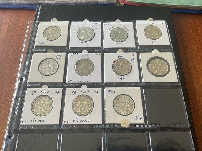 Nederland. Wilhelmina. 1 Gulden 1922/1943, 11 stuks, Postzegels en Munten, Munten | Nederland
