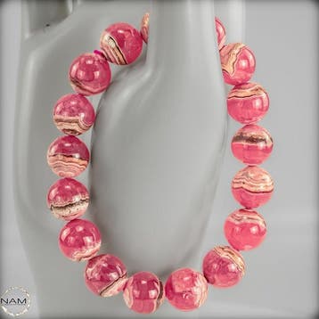 Rhodochrosiet-kristalarmband – hoogwaardige Edelsteenparels