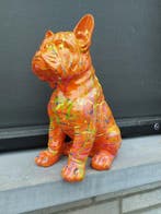 Beeld, French bulldog sitting in color - 31 cm - polyresin
