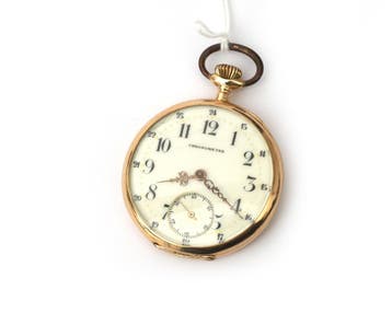 Een 14 krt. roségouden [rosegouden] zakhorloge