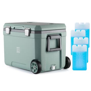 Brisby Verrijdbare Koelbox - Frigobox - 45 Liter GROEN - SET, Caravans en Kamperen, Ophalen of Verzenden, Nieuw, Koelbox, Koelelement