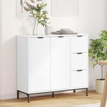vidaXL Dressoir Wit 89,5 x 33 x 82 cm Bewerkt hout, Verzenden, Nieuw, Overige houtsoorten, Minder dan 50 cm