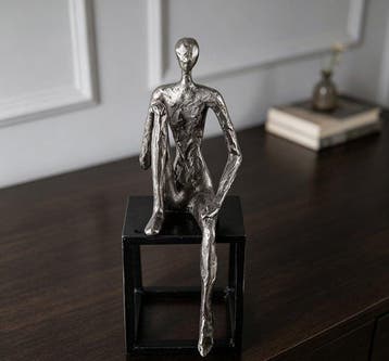 sculptuur, Modern abstract seated figure sculpture - 26 cm -