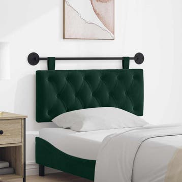 vidaXL Hangend hoofdbord Met LED-verlichting Donkergroen, Verzenden, Nieuw, Groen, Stof
