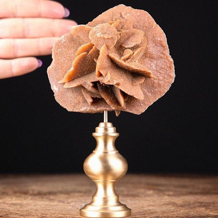 Cabinet de Curiosity - Desert Rose Kristallen - messingbasis, Verzamelen, Mineralen en Fossielen