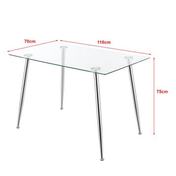 [en.casa] Glazen tafel Hyrynsalmi 75x110x70 cm chroom en tra, Huis en Inrichting, Verzenden, Nieuw