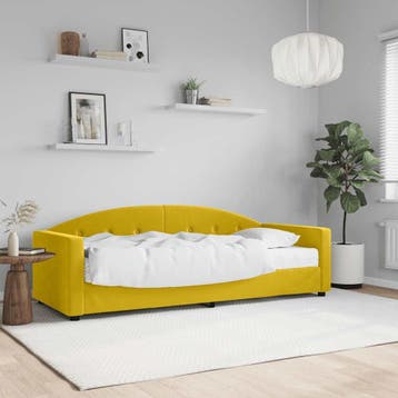 vidaXL Slaapbank met matras 80x200 cm fluweel geel, Eenpersoons, Verzenden, Nieuw, 80 cm
