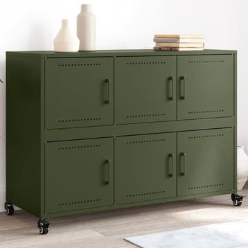 vidaXL Dressoir 100,5x39x72 cm staal olijfgroen, Verzenden, Nieuw, Metaal, Minder dan 50 cm