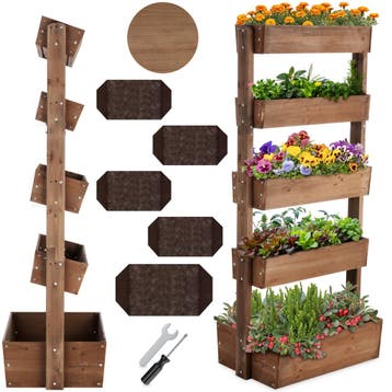 Plantenbak Flora, gelakt hout, met plantenfolie, Verzenden, Nieuw