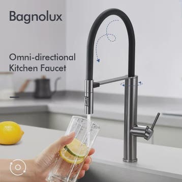 Gunmetal Keukenkraan met Uittrekbare Douche, 360° Draaibaar,, Verzenden, Nieuw