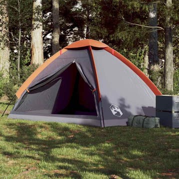 vidaXL Koepeltent 4-persoons waterdicht grijs en oranje, Caravans en Kamperen, Tenten, Verzenden, Nieuw, Tot en met 2