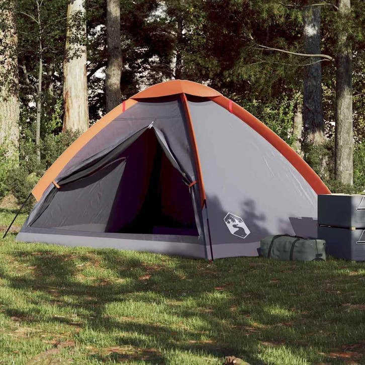 vidaXL Koepeltent 4-persoons waterdicht grijs en oranje, Caravans en Kamperen, Tenten, Nieuw, tot en met 2, Verzenden