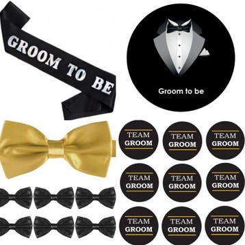 Groom to Be sjerp en dasstrik zwart met goud, Ophalen of Verzenden, Nieuw, Zwart, Accessoires