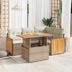 vidaXL 5-delige Loungeset met kussens poly rattan en, Verzenden, Nieuw, Rotan, Loungeset
