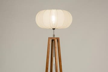 Rietveld Vloerlampen - Bruin, Beige - Stof, Hout, Huis en Inrichting, Lampen | Vloerlampen, Verzenden, Nieuw