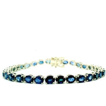 Armband - 14 karaat Witgoud - 13.60ct. tw. Saffier -, Nieuw