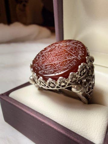 Carneool - Zilver - Ring met amulet - de late twintigste