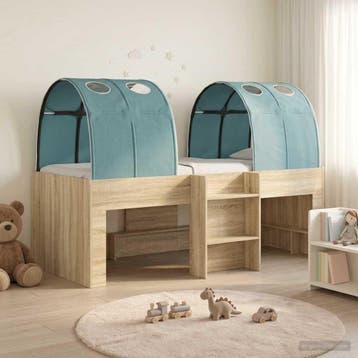 vidaXL Bed met Tunnel 3 st Sonoma eiken en lichtblauw, Verzenden, Nieuw, Bruin, Hout