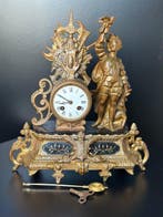 Figurale pendule - Antiek Albast, Zinklegering - 1850-1900 -