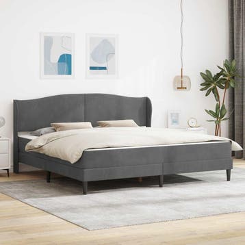 vidaXL Bedframe met hoofdeinde Donkergrijs 180 x 200 cm, Huis en Inrichting, Slaapkamer | Bedden, Verzenden, Nieuw, Stof