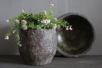 Ronde stenen pot Max bruin 18 x 18 cm, Huis en Inrichting, Woonaccessoires | Vazen, Ophalen of Verzenden, Nieuw