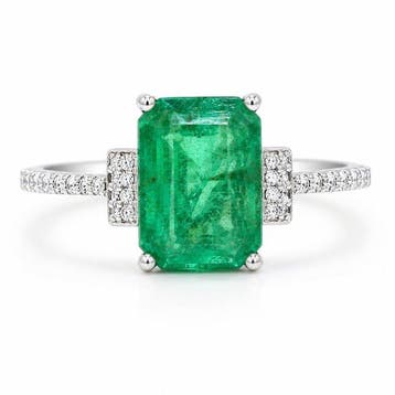 Zonder minimumprijs - Ring Platina - 2.60ct. tw. Smaragd -, Nieuw