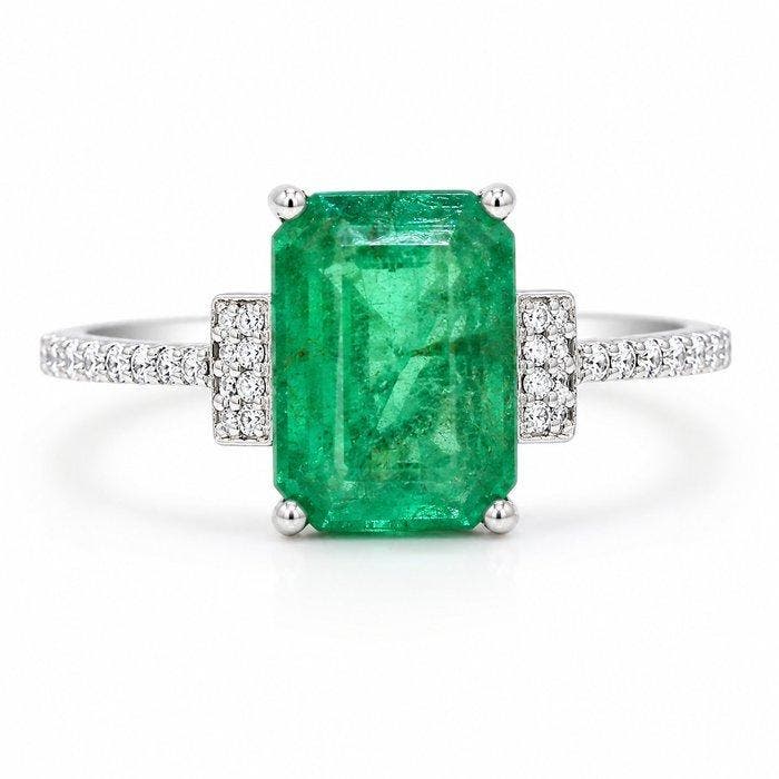 Zonder minimumprijs - Ring Platina - 2.60ct. tw. Smaragd -, Sieraden, Tassen en Uiterlijk, Ringen