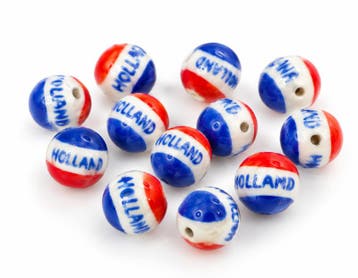 5 x Keramiek kralen Holland 16 mm – gat 1,8 mm – rood wi, Ophalen of Verzenden, Nieuw, Kraal