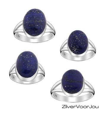 925 Zilveren ring met ovale lapis lazuli, Verzenden, Nieuw, Zilver